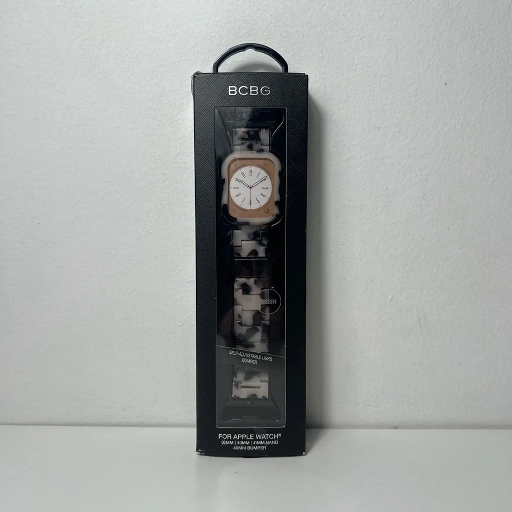 BCBG Tortoise Shell Apple Watch Resin Band W/ Bumper Case